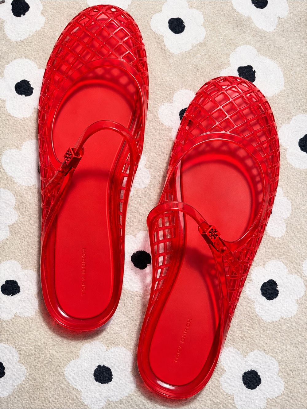 Tory Burch Red Jelly Mary Jane Flats